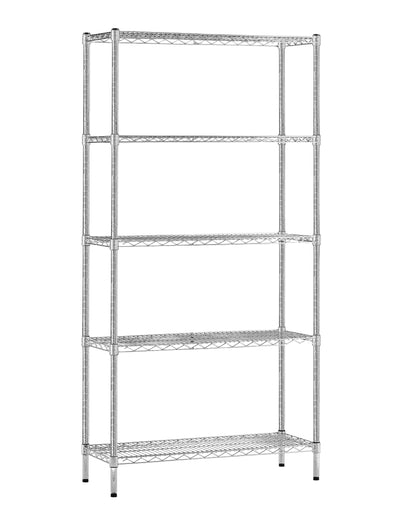 Chrome Wire Storage 5-Tier Shelves 90cm x 35cm x 180cm