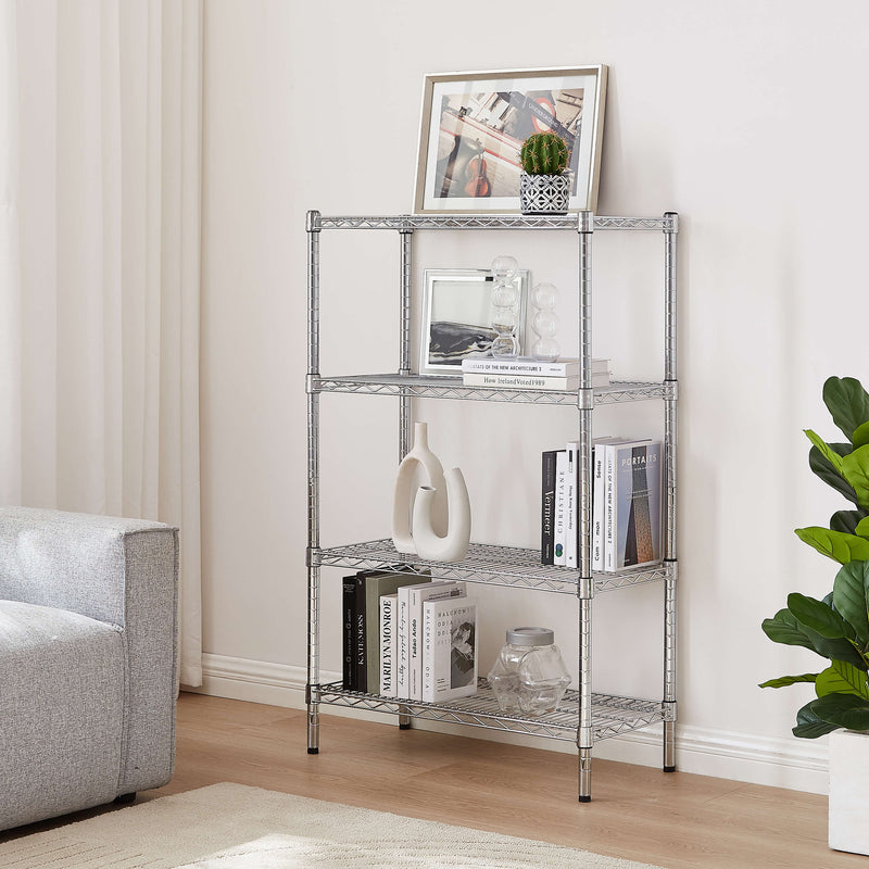 Chrome Wire Storage 4-Tier Shelves 75cm x 35cm x 120cm