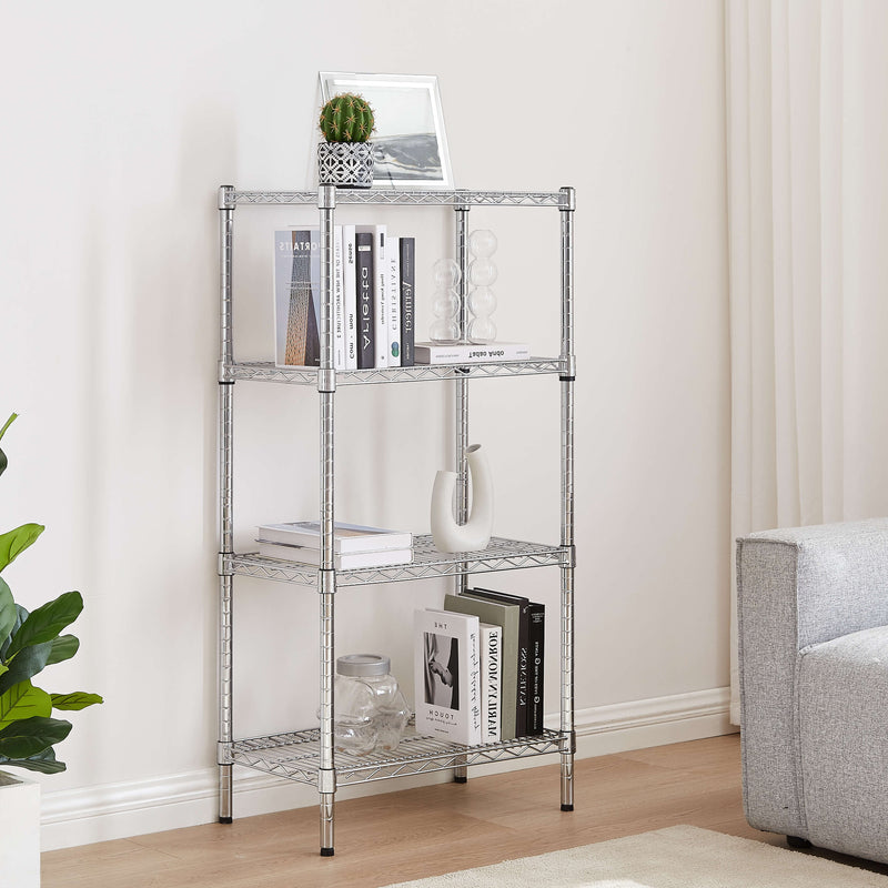 Chrome Wire Storage 4-Tier Shelves 90cm x 35cm x 150cm