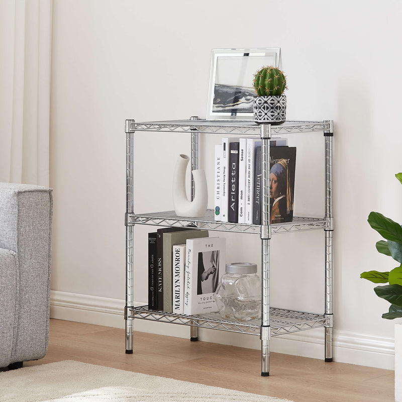 Chrome Wire Storage 3-Tier Shelves 60cm x 35cm x75cm