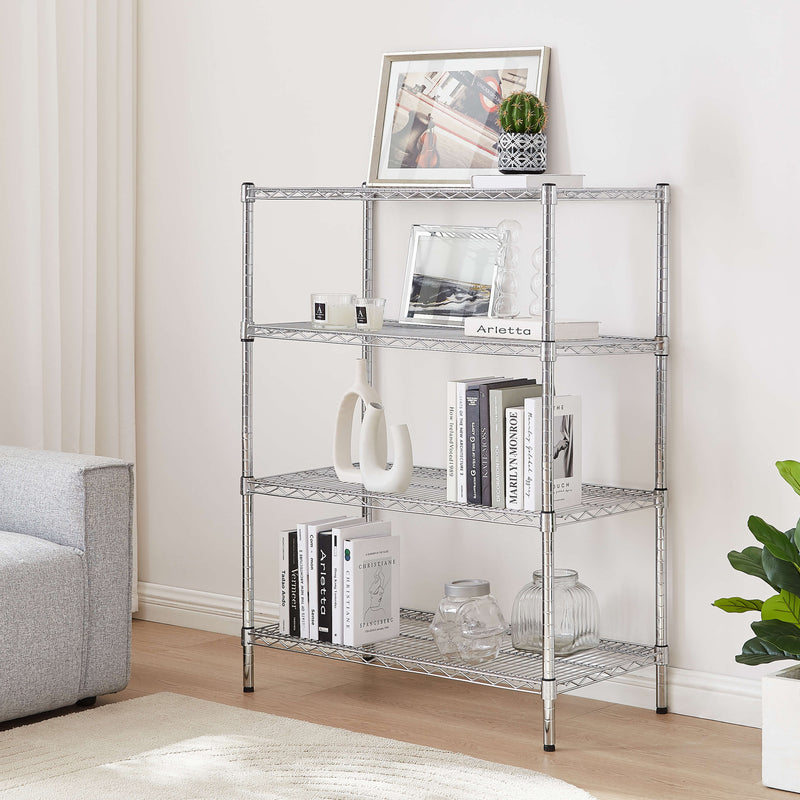 Chrome Wire Storage 4-Tier Shelves 90cm x 45cm 120cm