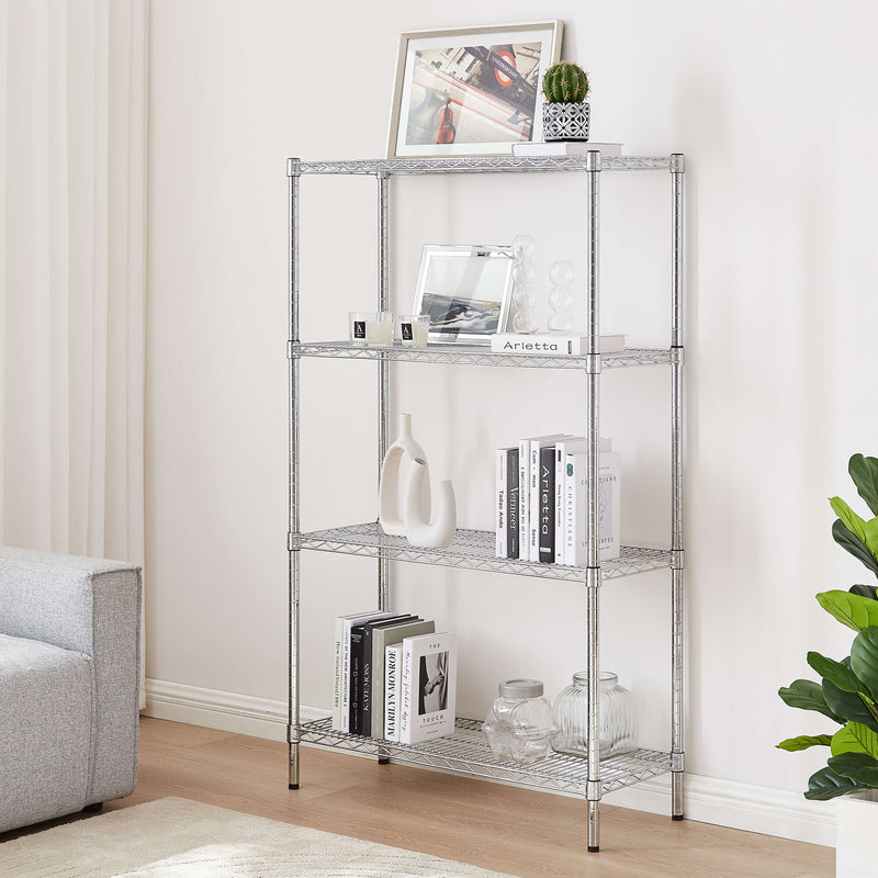 Chrome Wire Storage 4-Tier Shelves 60cm x 35cm x 120cm