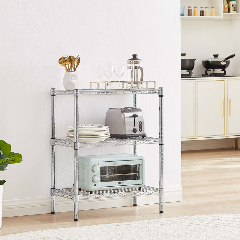 Chrome Wire Storage 3-Tier Shelves 60cm x 35cm x75cm