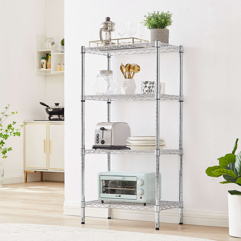 Chrome Wire Storage 4-Tier Shelves 90cm x 35cm x 150cm