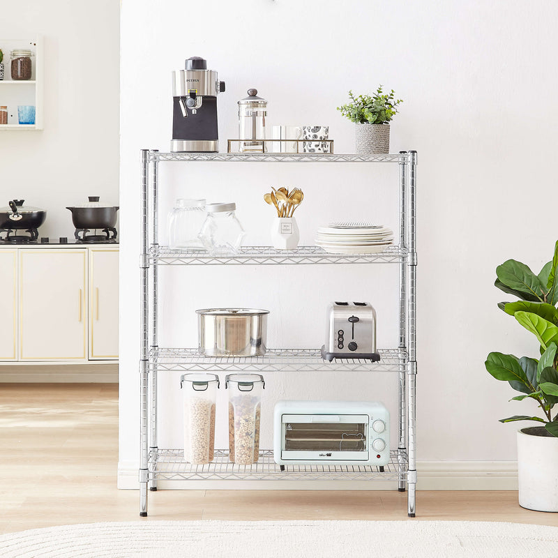 Chrome Wire Storage 4-Tier Shelves 90cm x 45cm 120cm