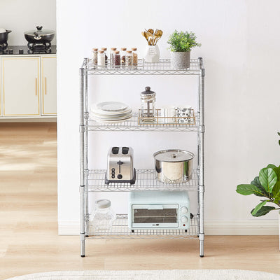Chrome Wire Storage 4-Tier Shelves 60cm x 35cm x 120cm
