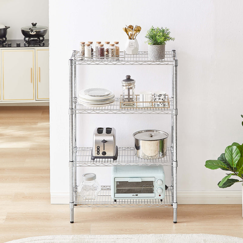Chrome Wire Storage 4-Tier Shelves 60cm x 35cm x 120cm