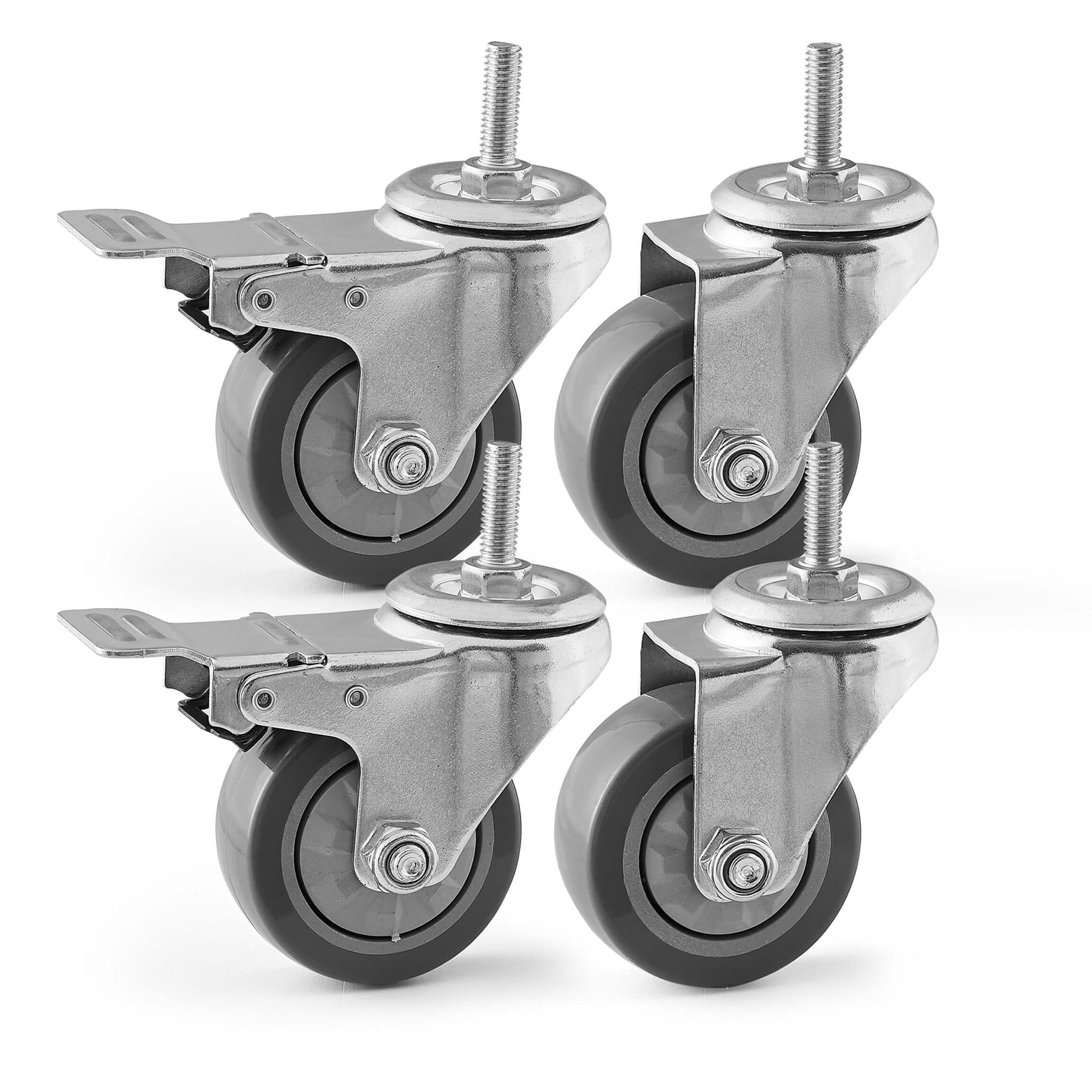 Lowerable Castors Heavy Duty Castors Set with 2 Brakes – Space General