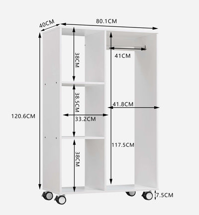 Mariam Mobile Open Wardrobe - White