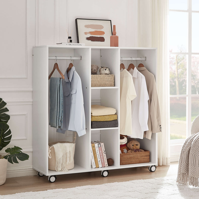 Brecken Mobile Open Wardrobe -  White