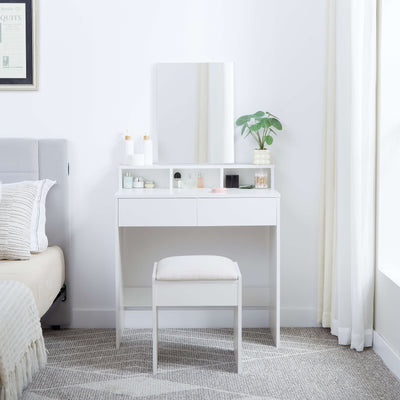 Aria Dressing Table with Mirror – White