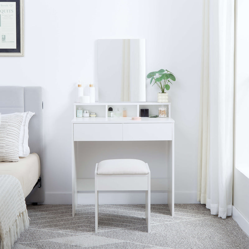 Aria Dressing Table with Mirror – White