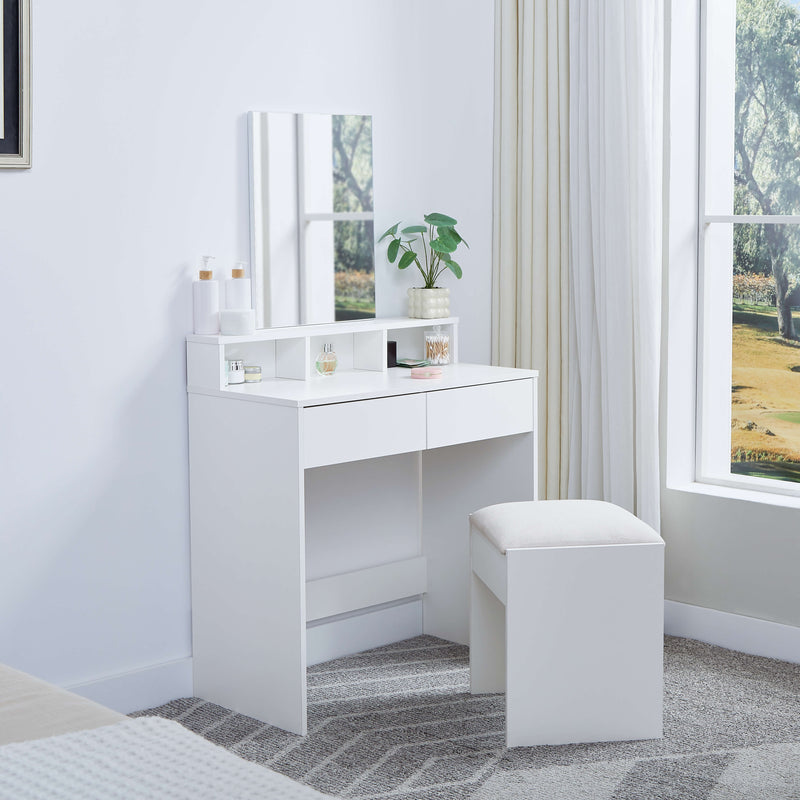 Aria Dressing Table with Mirror – White