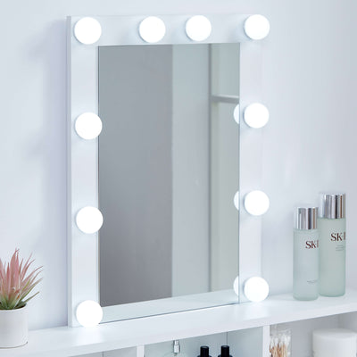Ella Dressing Table with LED Lights & Stool – White