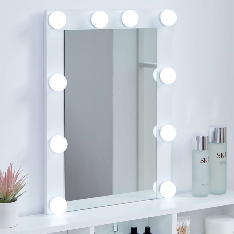 Ella Dressing Table with LED Lights & Stool – White
