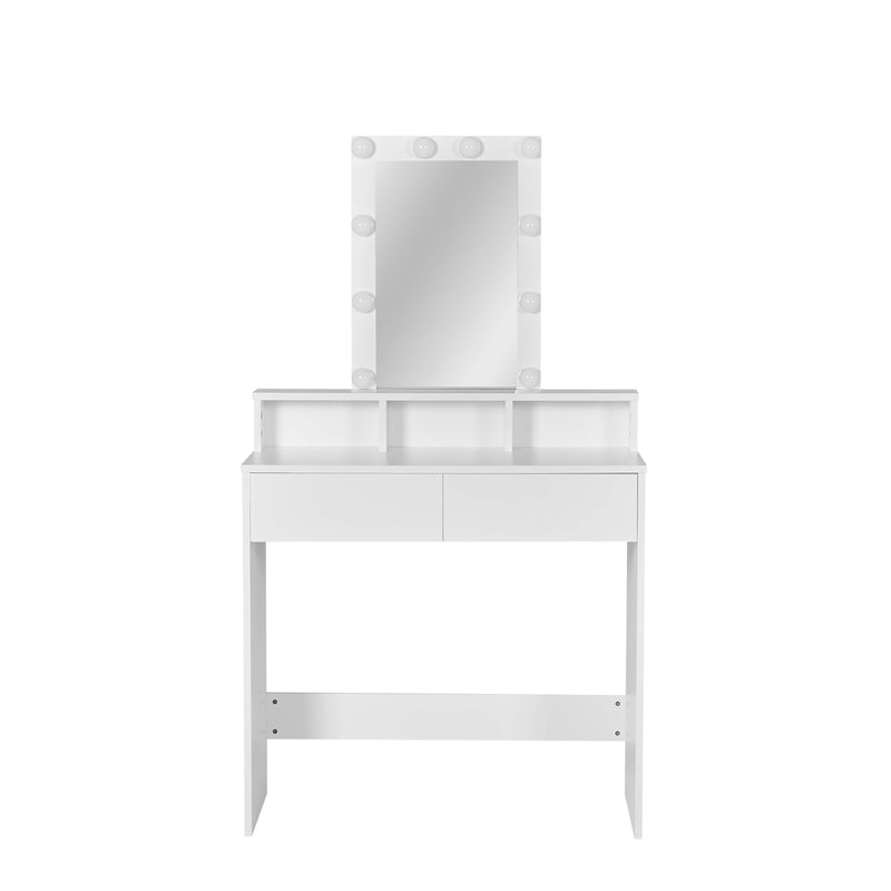 Ella Dressing Table with LED Lights & Stool – White