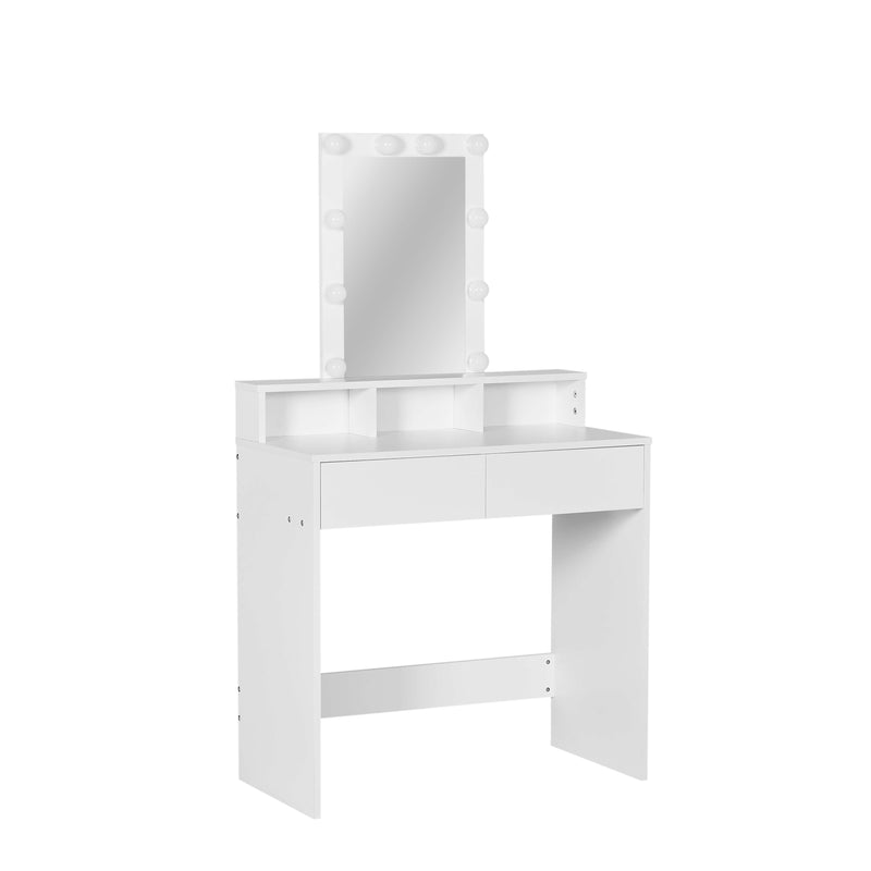 Ella Dressing Table with LED Lights & Stool – White