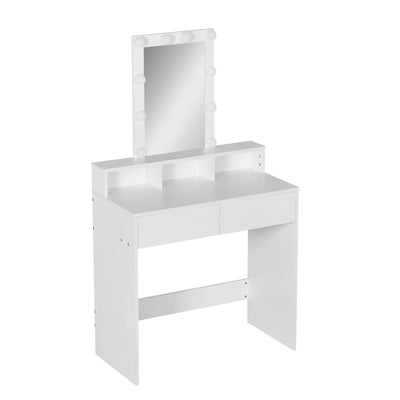 Ella Dressing Table with LED Lights & Stool – White