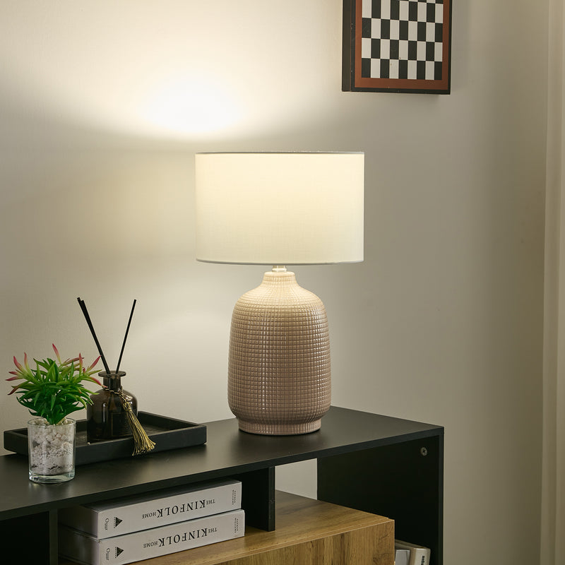 Ceramic grey beige table lamp – Arlo collection, online NZ store