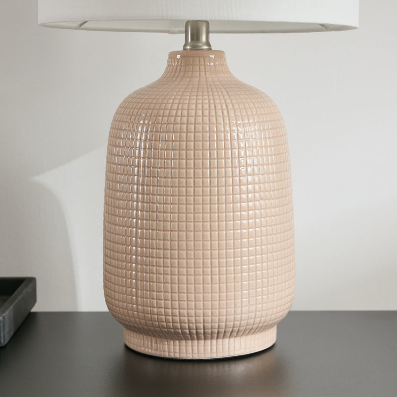 Table lamp in grey beige – Arlo design, available in New Zealand