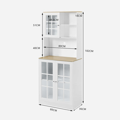 Close-up of the large countertop on the Braylen Pantry Cabinet in white, highlighting its smooth finish and ample workspace.