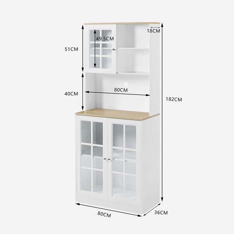 Close-up of the large countertop on the Braylen Pantry Cabinet in white, highlighting its smooth finish and ample workspace.