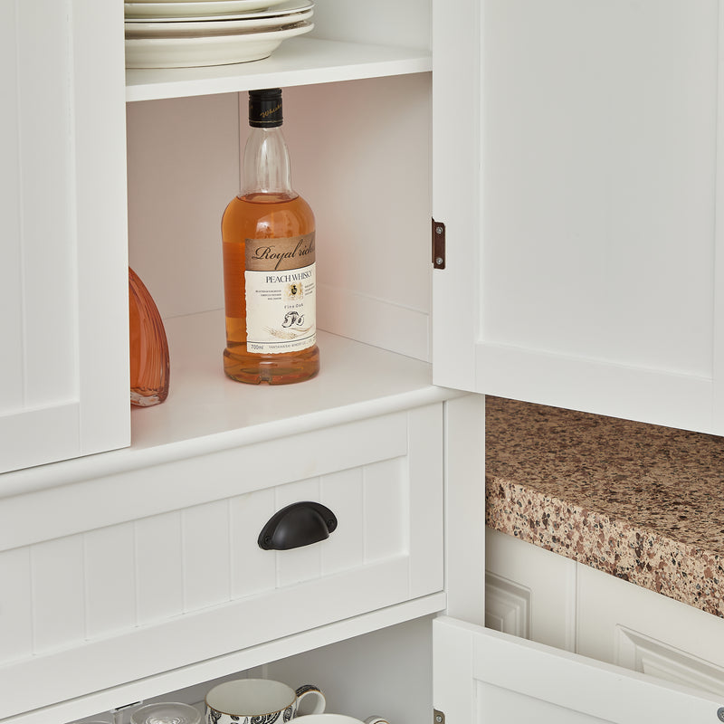 Detailed view of storage features inside Briana Kitchen Pantry Cabinet, including shelves and compartments