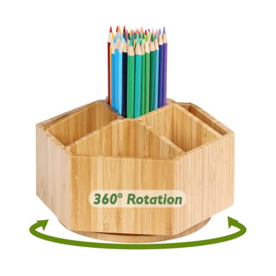 Bamboo Rotating Arts Supply Organiser