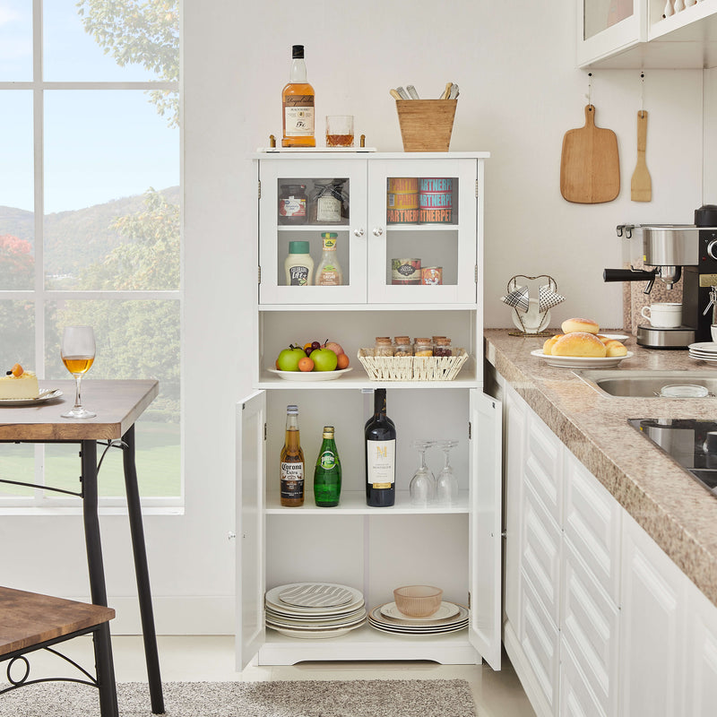 The Cantey Pantry Storage Cabinet in white set in a kitchen environment, enhancing the room&