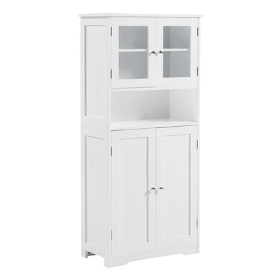 Main view of the Cantey Pantry Storage Cabinet in white, displaying its elegant design and spacious shelving.