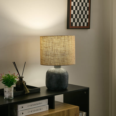 Rustic yet elegant grey ceramic lamp – great for NZ living spaces