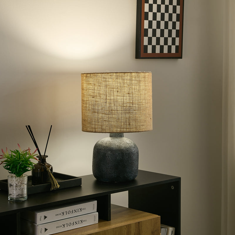 Rustic yet elegant grey ceramic lamp – great for NZ living spaces