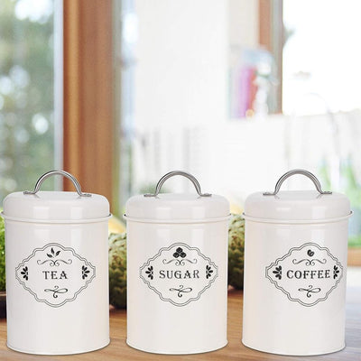 Kitchen Pantry Storage Airtight Canisters Cream (Set of 3)
