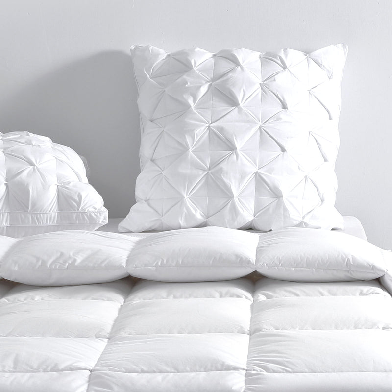 Decorative European pillows with pinch pleat design – perfect for NZ bedrooms

