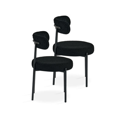 Durable upholstery and sturdy legs featured on black dining chairs
