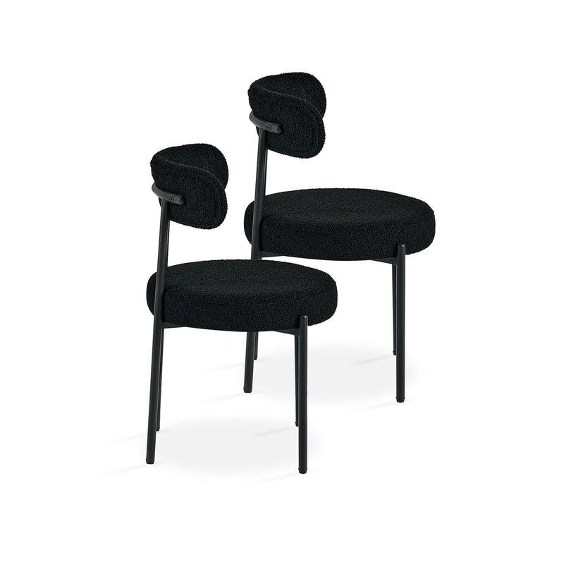 Durable upholstery and sturdy legs featured on black dining chairs