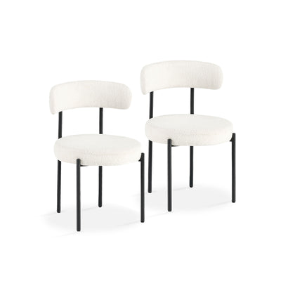 Set of 2 white dining chairs with a clean modern look
