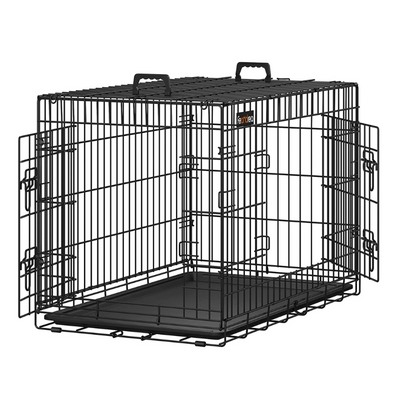 Front view of Dog Crate Cage Double Door Foldable XX-Large, showing both doors