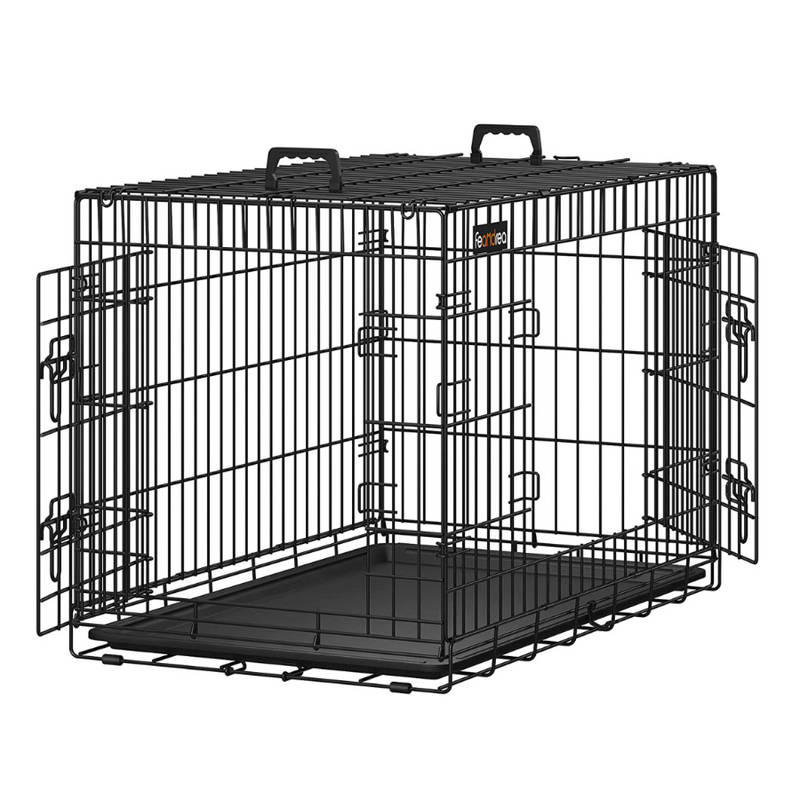 Front view of Dog Crate Cage Double Door Foldable XX-Large, showing both doors