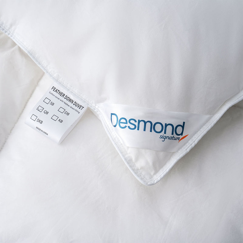 Quality stitching and piped edges on the 20/80 down and feather duvet inner

