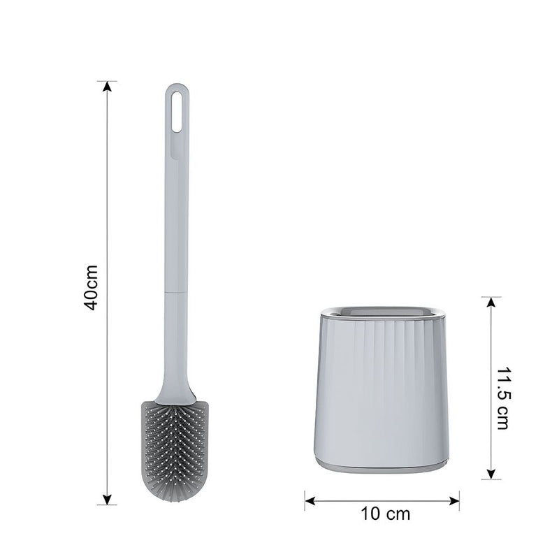 Silicone Toilet Bowl Brushes and Holder Set - Grey