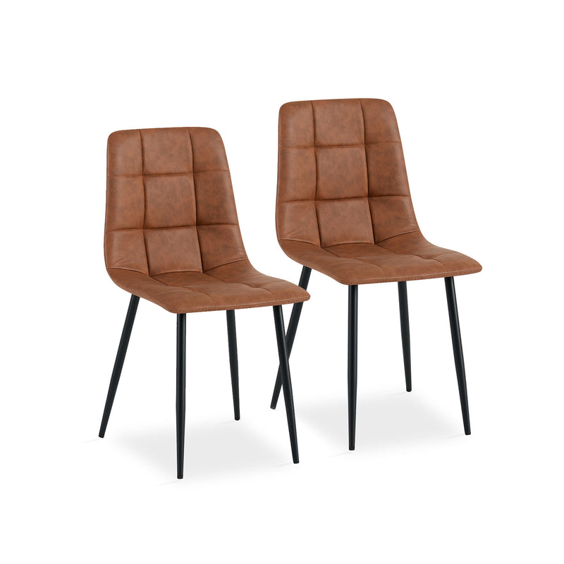 Set of 2 faux leather dining chairs with modern appeal