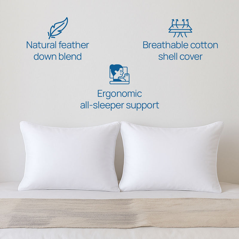 Detailed stitching and cover of feather down pillow set – premium pillows NZ