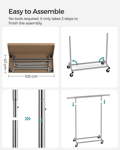 Empty Heavy Duty Metal Garment Rack showing the bar and base design