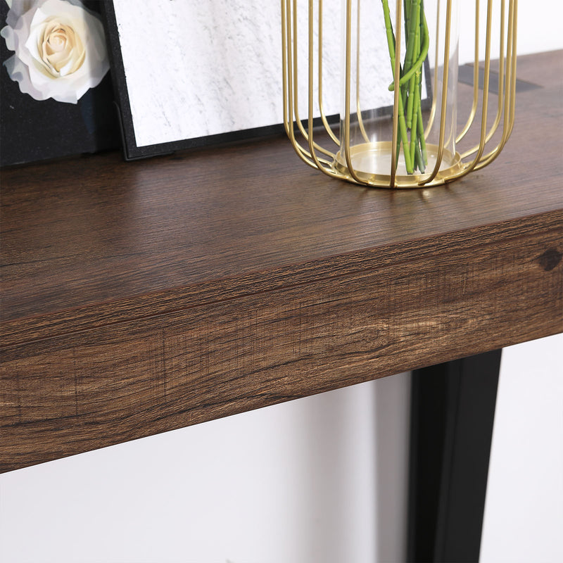Top view close-up of Industrial Luxe Console Table surface – rustic meets luxe in NZ