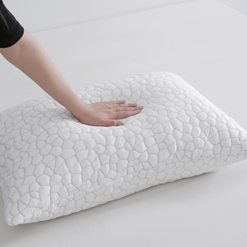 Customisable shredded memory foam filling for adjustable pillow height and comfort