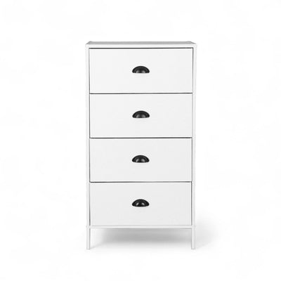 Modern 4-drawer tall storage dresser ideal for maximizing space in NZ living areas.
