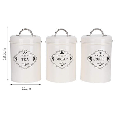 Kitchen Pantry Storage Airtight Canisters Cream (Set of 3)