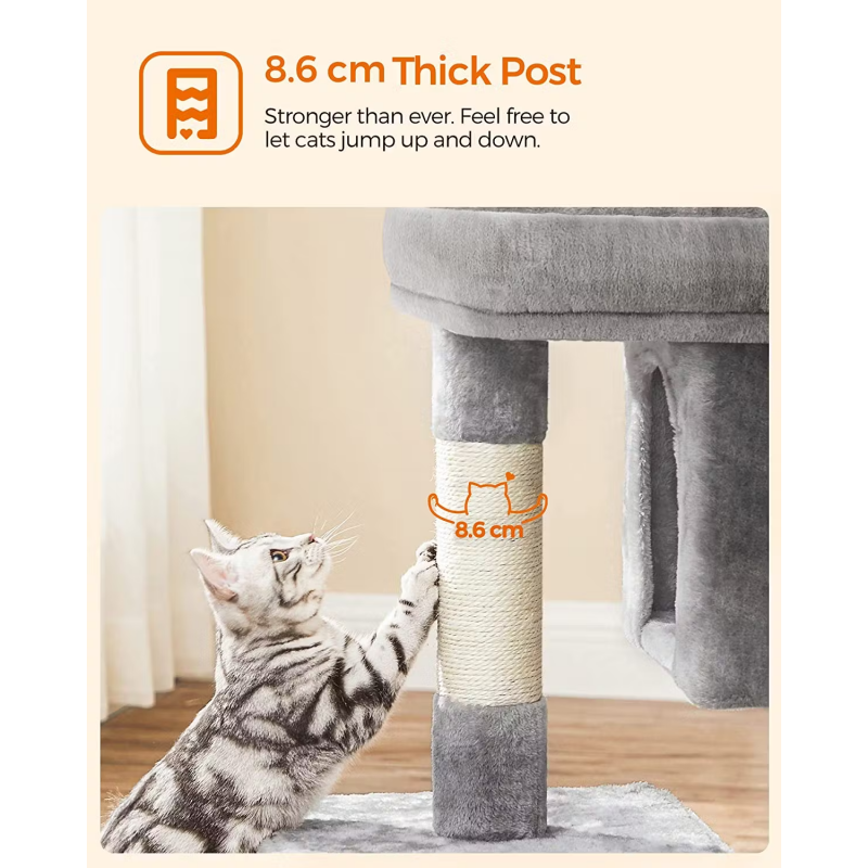 Cat Tree 84cm Tall - Light Grey