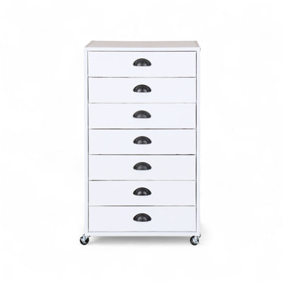 Compact and mobile file drawer unit with seven smooth-gliding drawers for NZ office use.